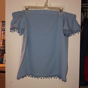 Light Blue Off-The-Shoulder Top